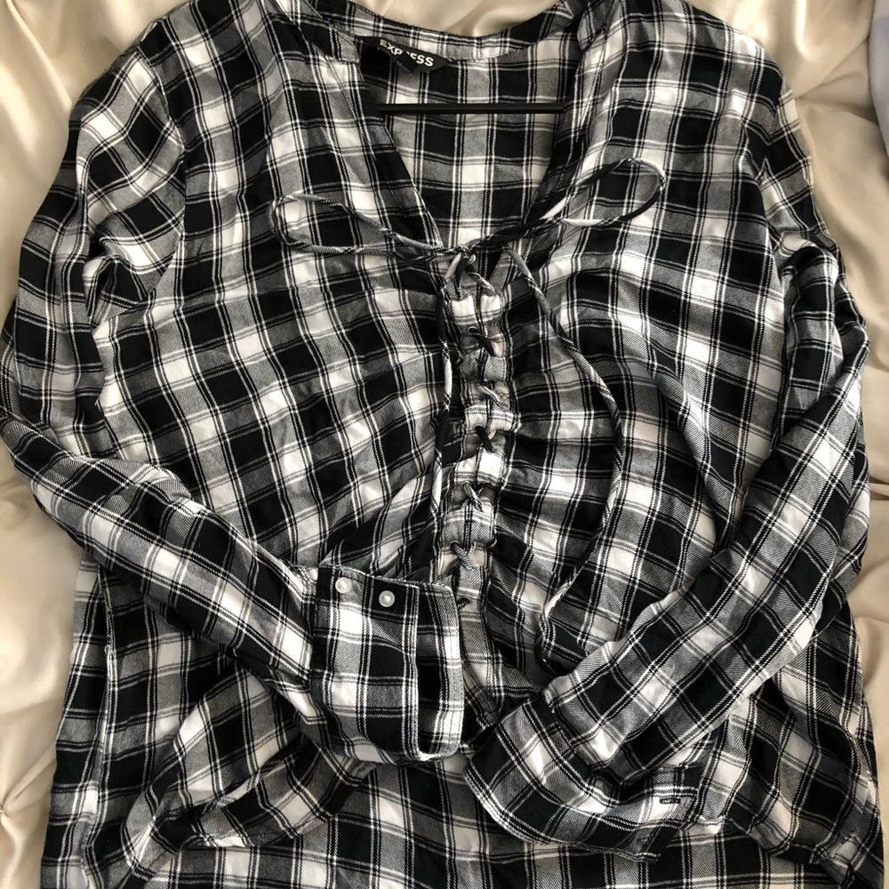 Express button up rouched shirt
